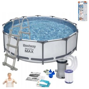 BASEN STELAŻOWY BESTWAY OKRĄGŁY MOCNY TRÓJWARSTWOWY AKCESORIA + DRABINA XXL